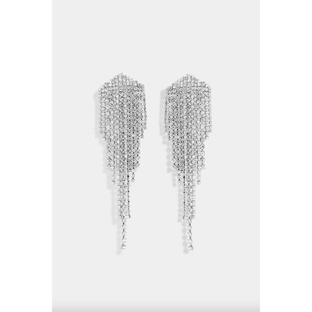 NEW NICOLE ROMANO women's blissmine crystal waterfall earring in silver